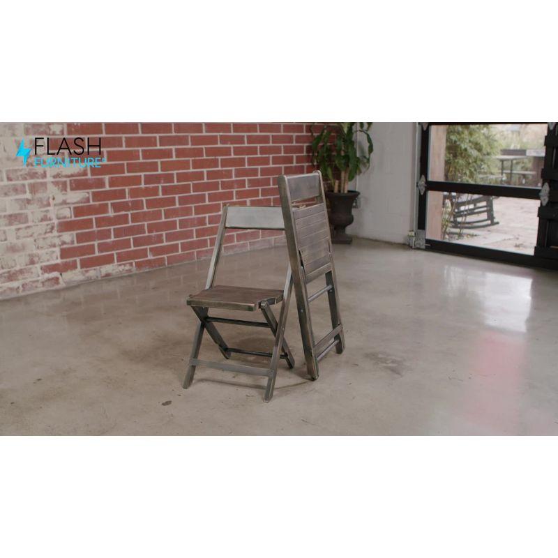 Flash Furniture Slatted Wood Folding Special Event Chair - Antique Black, Set of 4