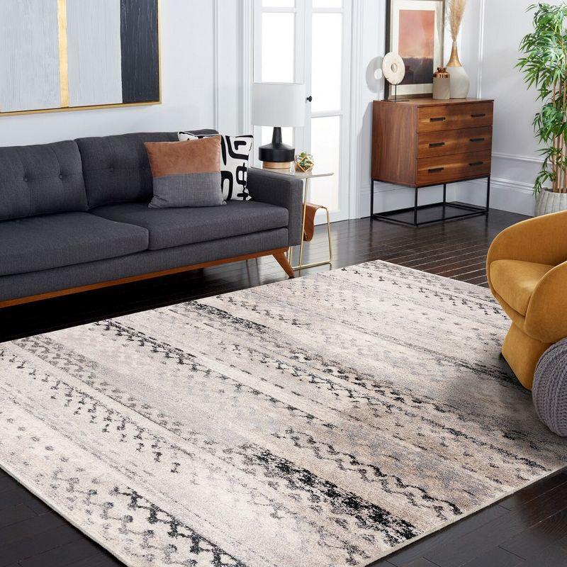 Gray and Cream Abstract Shag 8' x 10' Reversible Area Rug