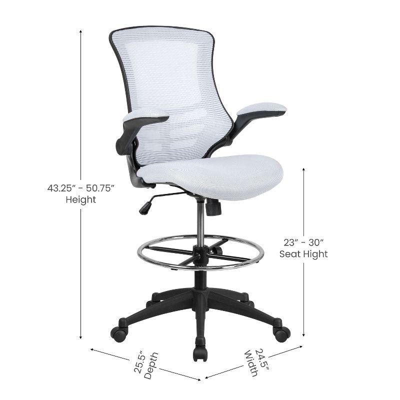 Flash Furniture Mid-Back Mesh Ergonomic Drafting Chair with Adjustable Foot Ring and Flip-Up Arms