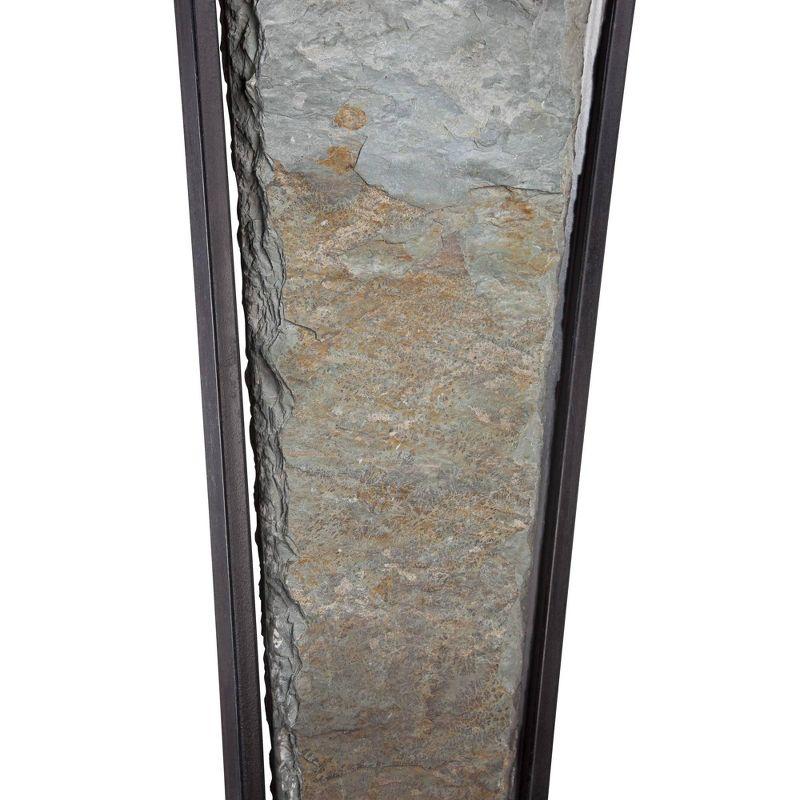 Franklin Iron Works Zion Rustic Table Lamp 30" Tall Tapered Natural Slate Bronze Metal Rectangular Shade for Bedroom Living Room Bedside Nightstand