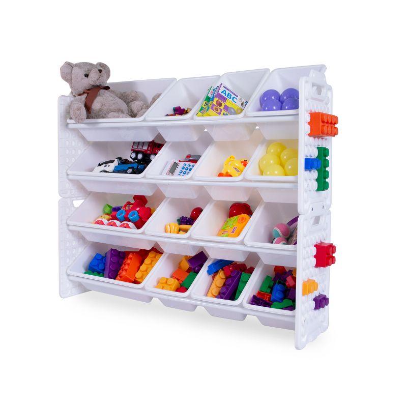 White Stackable Toy Organizer with 16 Removable Bins