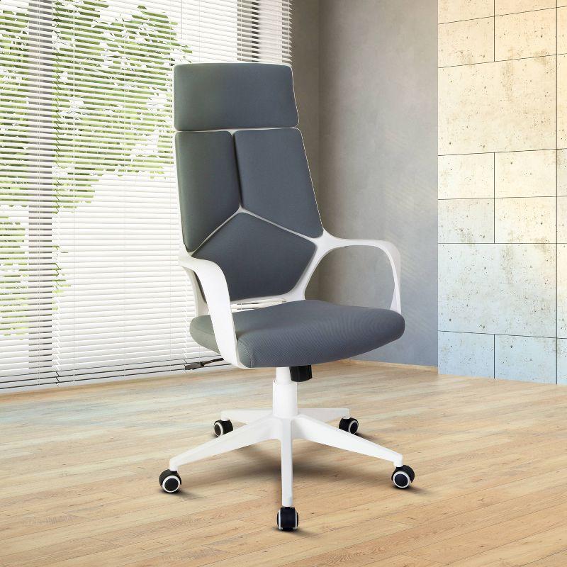 Modern Studio Office Chair Gray/White - Techni Mobili: Swivel, Adjustable, Ergonomic with Nylon Base