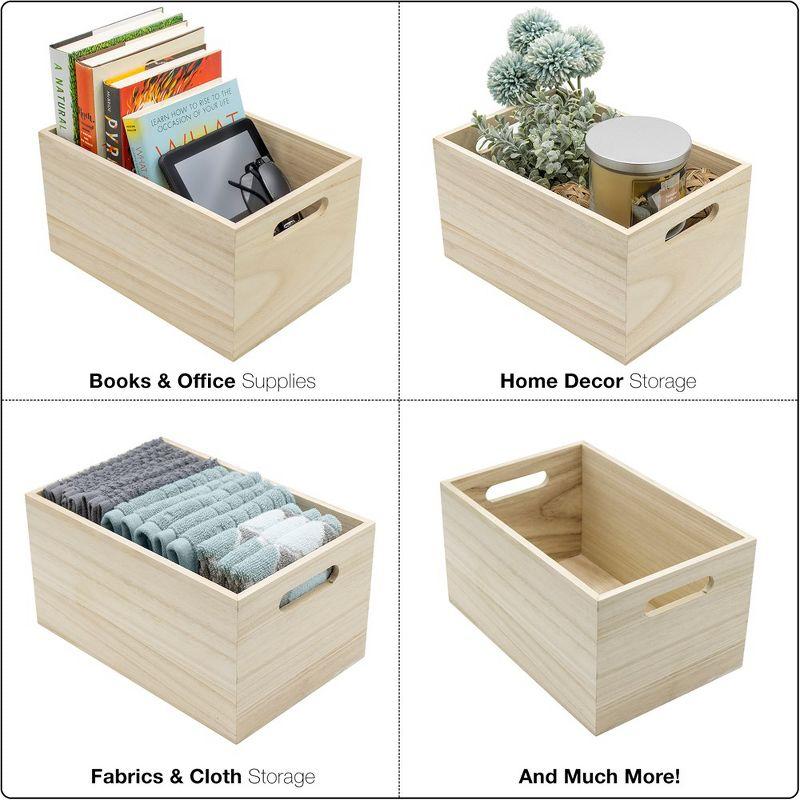 Sorbus Sorbus 2-Pack Unfinished Wood Crates Organizer Bins, Wooden Box, Cabinet Containers, Large, Set of 2