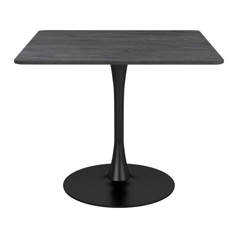 35.4" Merlin Dining Table Black - ZM Home: Square MDF Top, Steel Frame, Modern Pedestal Base