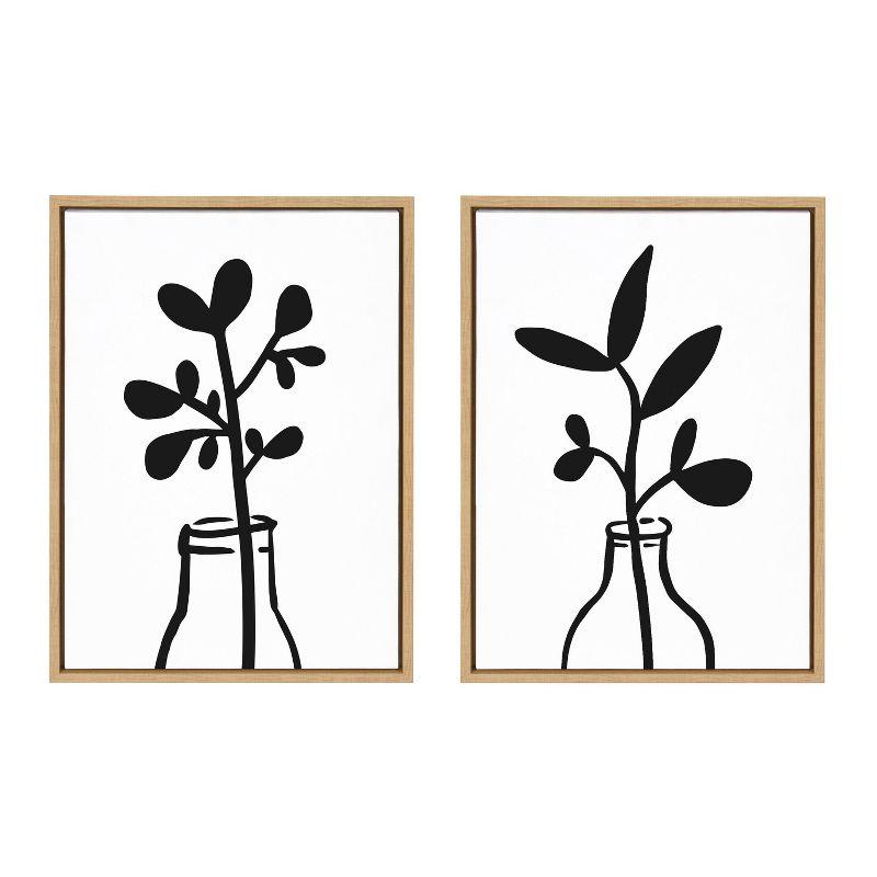 Modern Botanical Vase Canvas Wall Art Set, 20.85" x 28.28", Natural