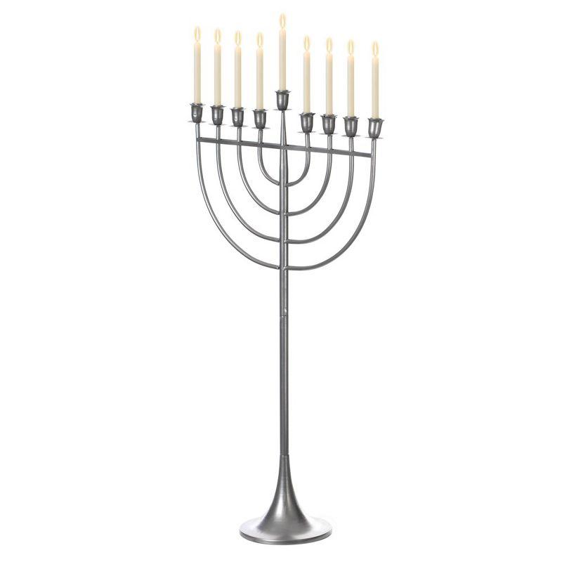 Modern Brass Hanukkah Menorah with 9 Branches