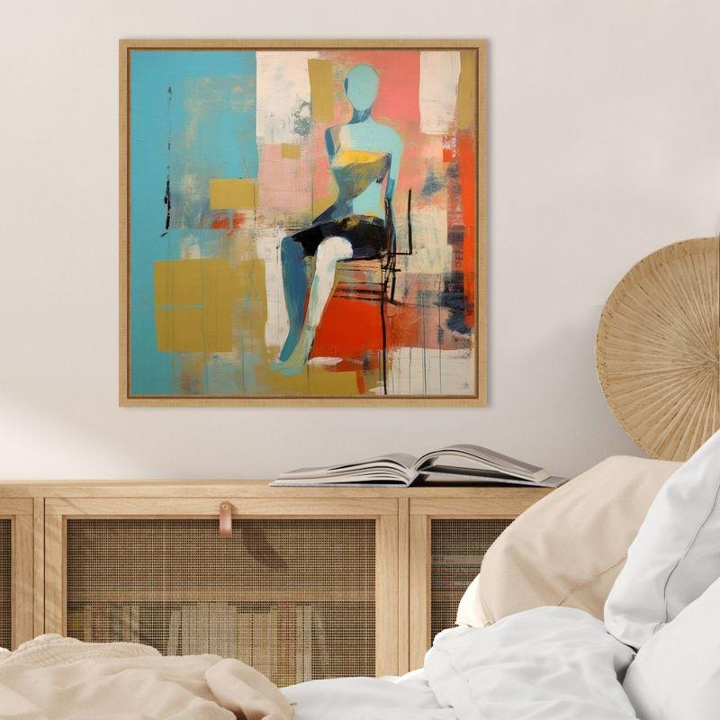 Vibrant Abstract Figurative Canvas Art in Warm Tones, 22x22