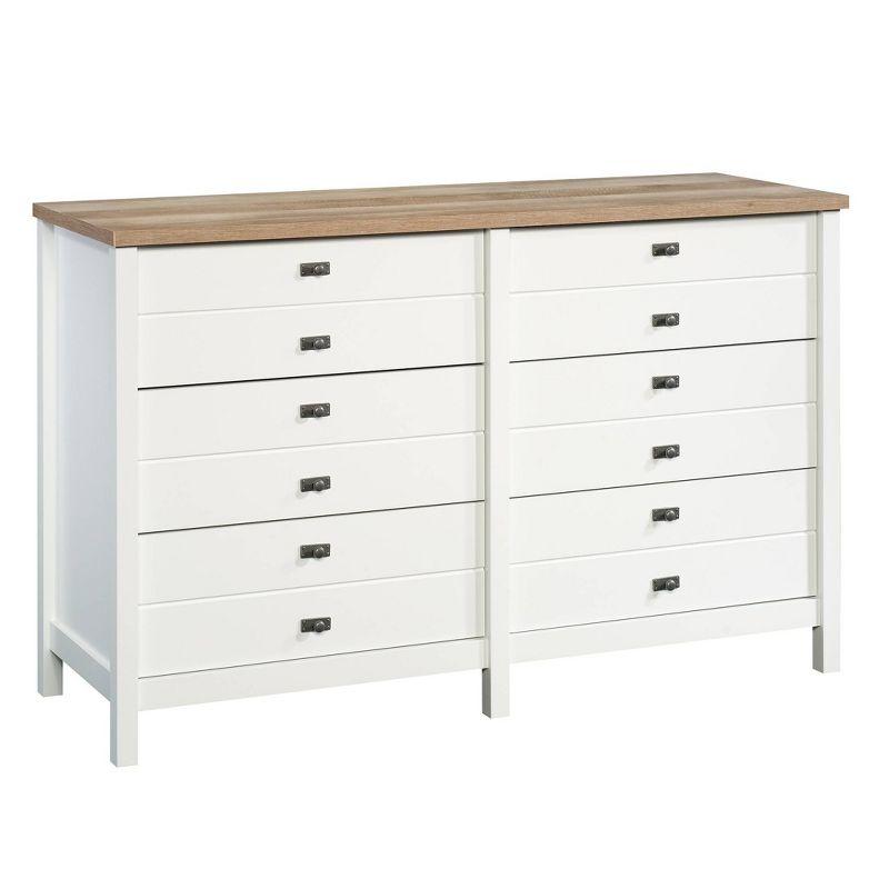 Cottage Road Soft White Double Dresser with Lintel Oak Accents