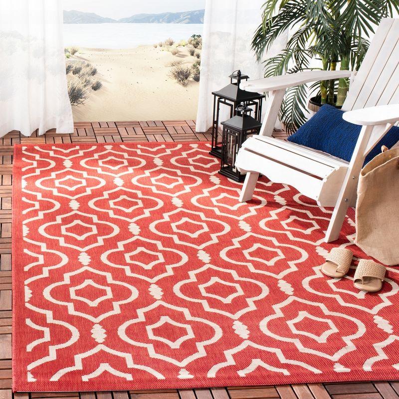 Courtyard CY6926 Power Loomed Indoor and Outdoor Area Rug - Red/Bone - 9'x12' - Safavieh