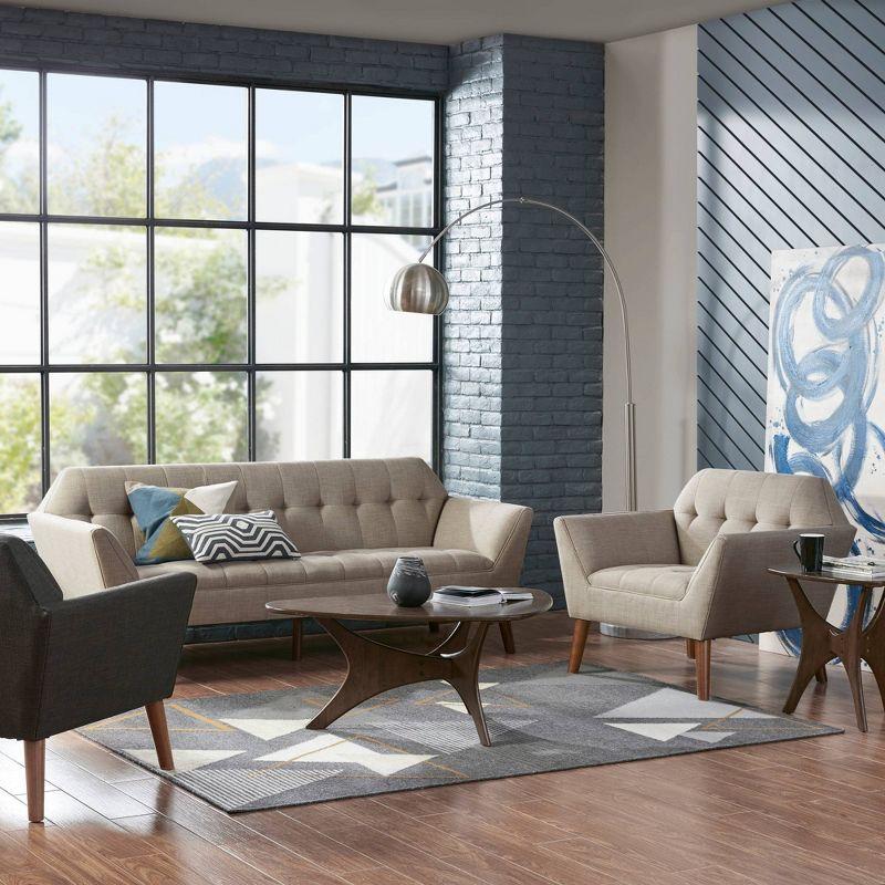 Newport Lounge Chair Charcoal - Ink+Ivy: Mid-Century Modern, Button Tufted, Wood Legs