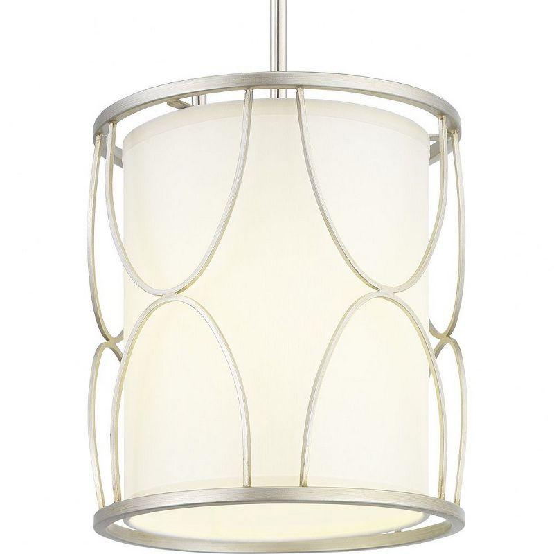 Progress Lighting Landree 1-Light Mini-Pendant, Silver Ridge, White Silk Shade