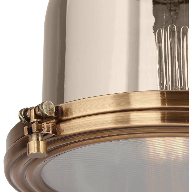 Possini Euro Design Elida Brass Mini Pendant Light 11" Wide Modern Chrome Glass Bell Jar Shade for Dining Room House Foyer Kitchen Island Entryway