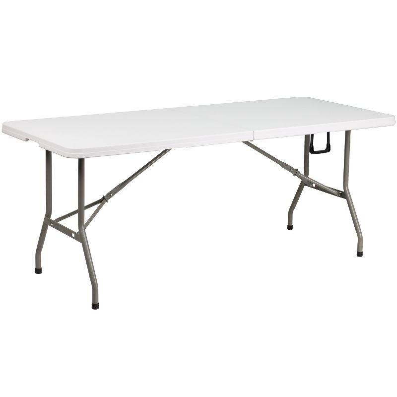 Gray 72-Inch Rectangular Folding Table with Powder-Coated Metal Legs