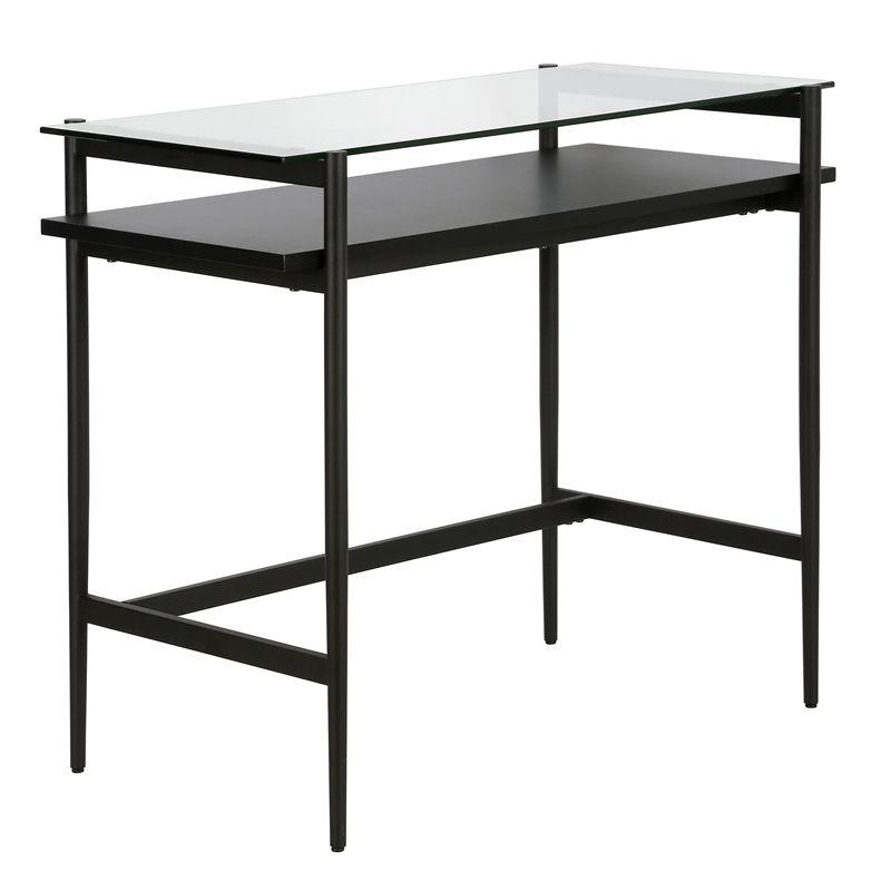 36" Black Bronze Desk with Black Woodgrain Shelf - Henn&Hart