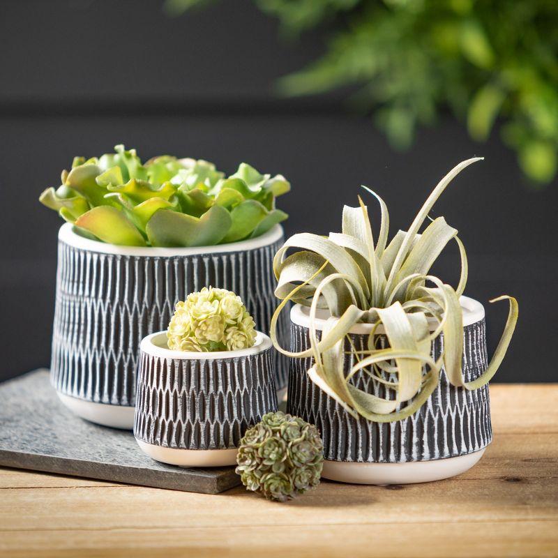 Sullivans 3", 4.25" & 5" Global Motif Low Profile Pots Set of 3, Multicolored