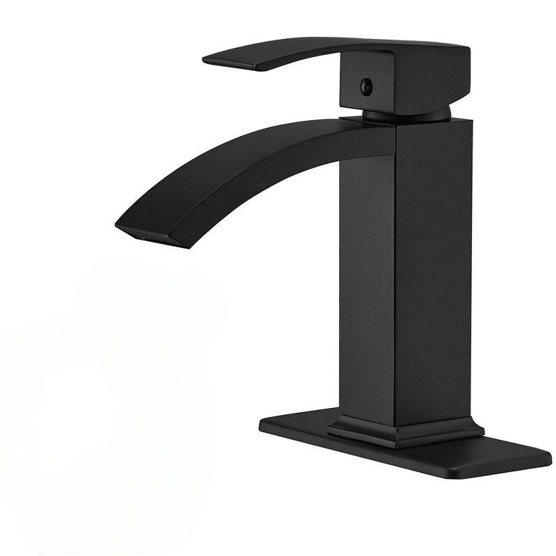 BWE Waterfall Single Hole Single-Handle Low-Arc Bathroom Sink Faucet With Pop-up Drain Assembly