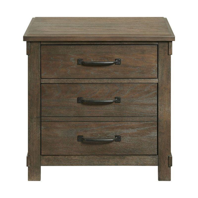 Walnut Rustic 3-Drawer Nightstand with USB Ports