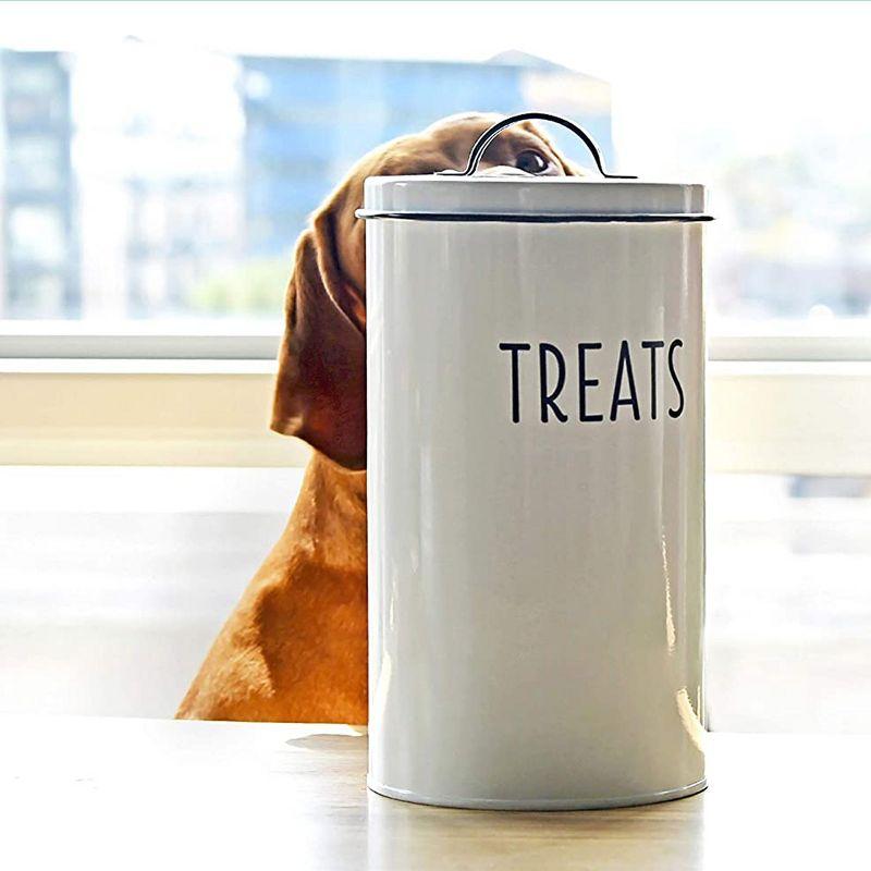 Outshine Co White Farmhouse Cat and Dog Treat Container with 2 Dog Bone Cookie Cutters