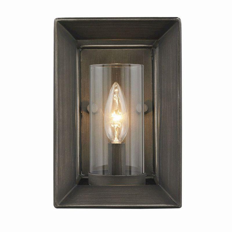 Golden Lighting Smyth 1-Light Wall Sconce in Gunmetal Bronze with Clear Glass
