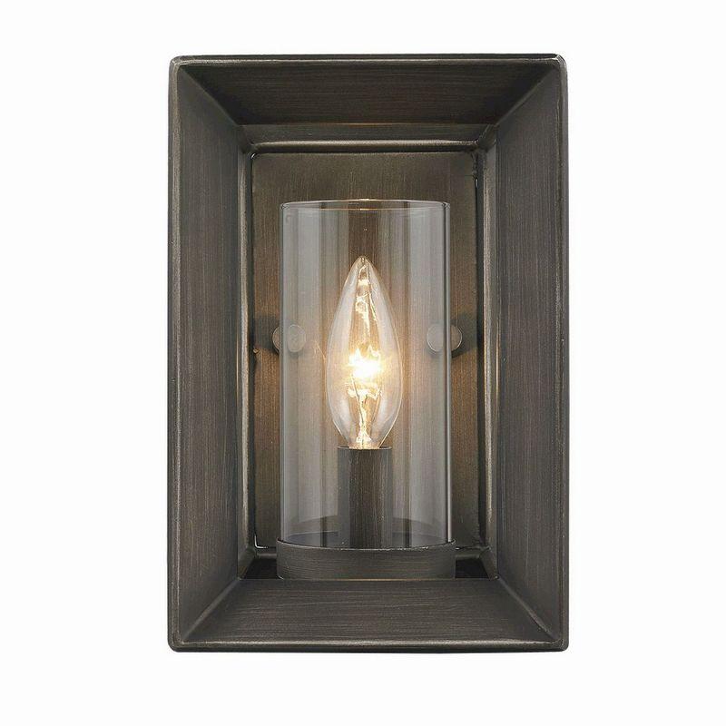 Modern Beveled Bronze Sconce with Dimmable Clear Glass Design