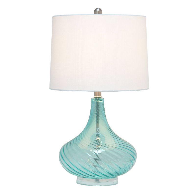 Glass Table Lamp with Fabric Shade Blue - Elegant Designs: No Assembly, UL Listed, 3-Way Switch