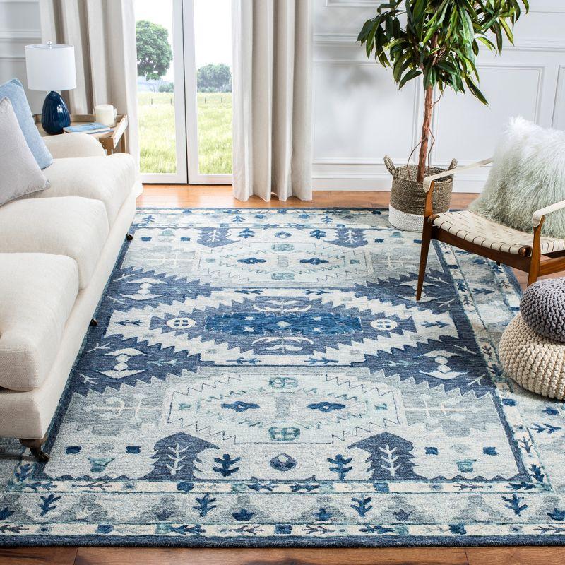 Elegant Capri Silk-Inspired 8' x 10' Hand-Tufted Wool Rug in Blue