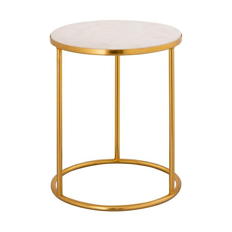 TOV Furniture Crescent 19"H Modern Iron Metal Side Table in White/Gold