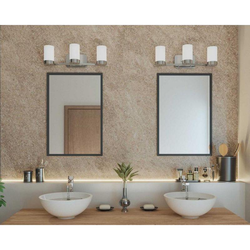 Progress Lighting Elevate 3-Light Bath Vanity in Polished Chrome with Etched White Glass Shade