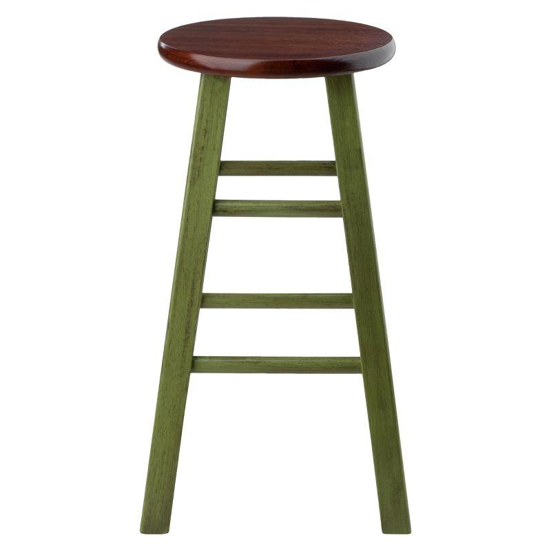 24"Ivy Counter Height Barstool - Green - Winsome: Round, Backless, Wood Frame, Spot Clean, Fixed Height