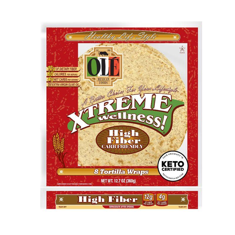 Ole Xtreme Wellness High Fiber Low Carb Keto Friendly Tortilla Wraps - 12.7oz/8ct