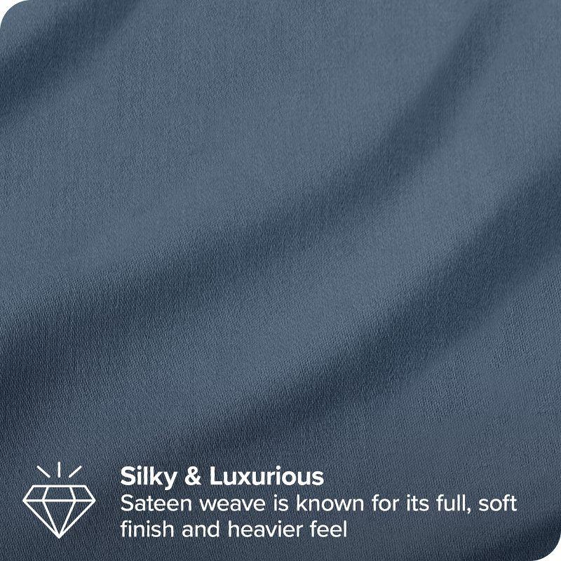 400 Thread Count Organic Cotton Sateen Bering Sea 3 Piece Twin XL Bed Sheet Set by Bare Home