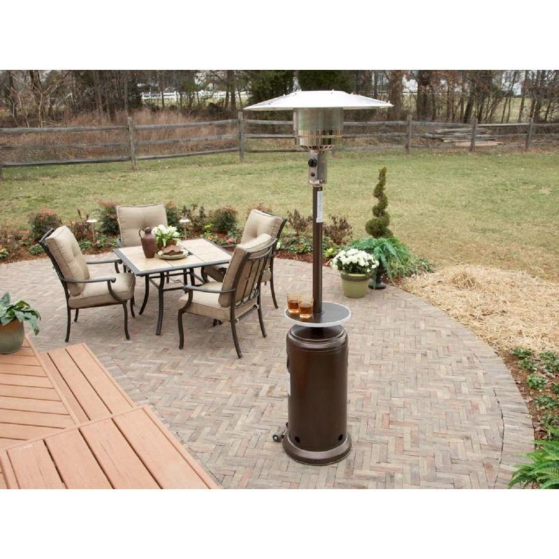 Hammered Bronze Tall Propane Patio Heater with Table