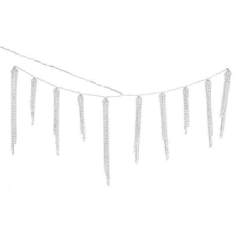 10ct LED Crystal Icicle Christmas String Lights - National Tree Company: Outdoor White Acrylic Decor, Electric Powered