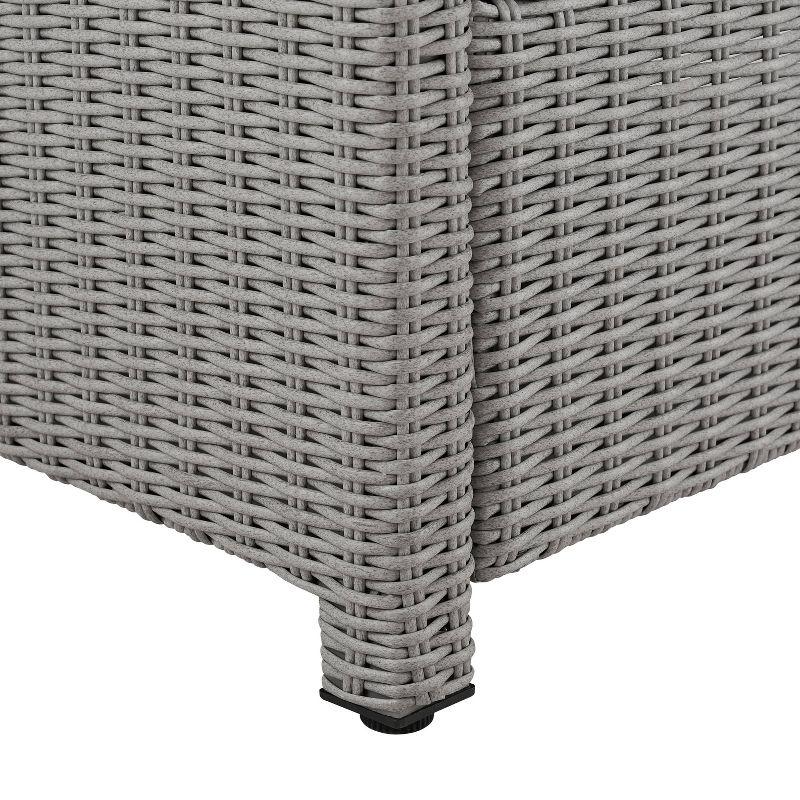 Bradenton Sangria and Gray Outdoor Wicker Ottoman with Cushion