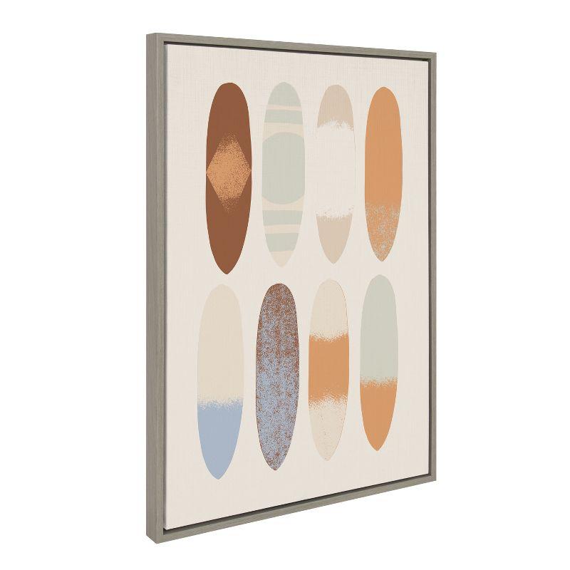 Kate and Laurel Sylvie Sea Breeze Board Pattern Framed Canvas by Hannah Beisang, 23x33, Gray