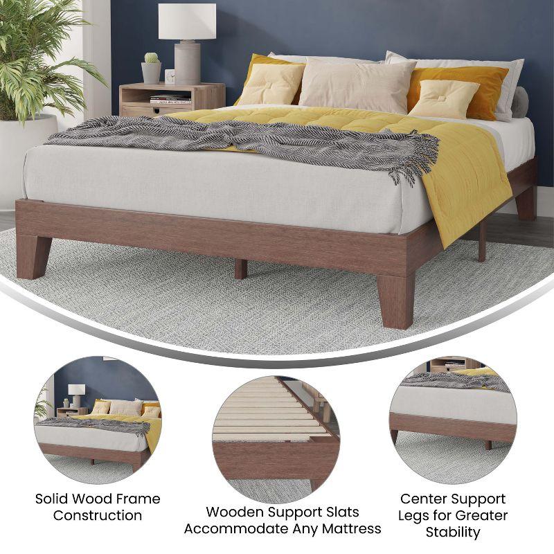 Merrick Lane Eduardo Platform Bed Frame, Solid Wood Platform Bed Frame With Slatted Support, No Box Spring Needed