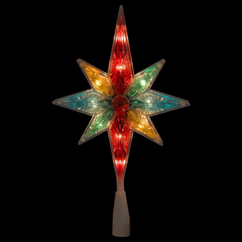 Northlight 10.75" Lighted Multi Colored Star Tree Topper- Clear Lights