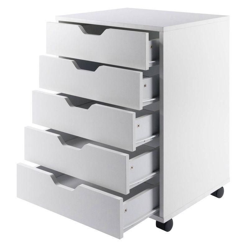 Halifax 5 Drawer Cabinet with Casters White - Winsome: Office Furniture Storage, Printer Stand