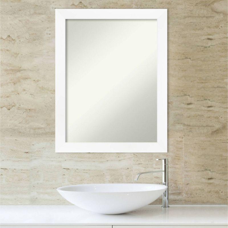 21" x 27" Non-Beveled Cabinet Narrow Bathroom Wall Mirror White - Amanti Art: Polystyrene Frame, Wall Mount