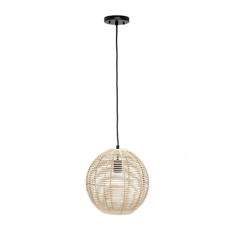 Natural Globe Pendant Ceiling Light Beige - Elegant Designs: Rattan Fixture, UL Listed, 60W Max