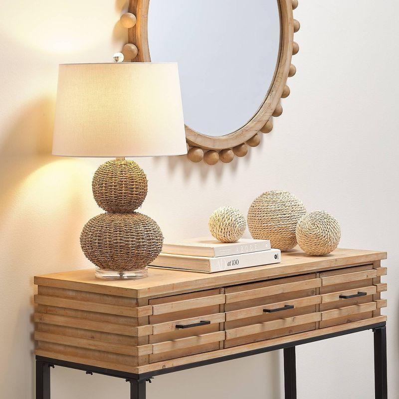 Arliss Seagrass Table Lamp Brown - Splendor Home: Rustic Linen Shade, UL Listed, 3-Way Switch