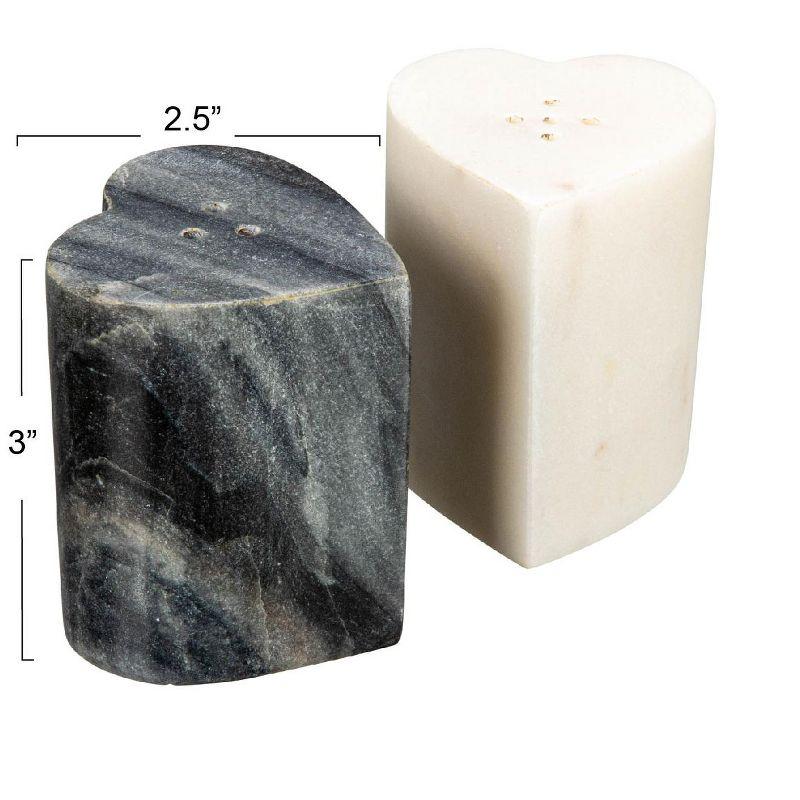 Creative Co-Op Heart-Shaped Marble Salt And Pepper Shakers