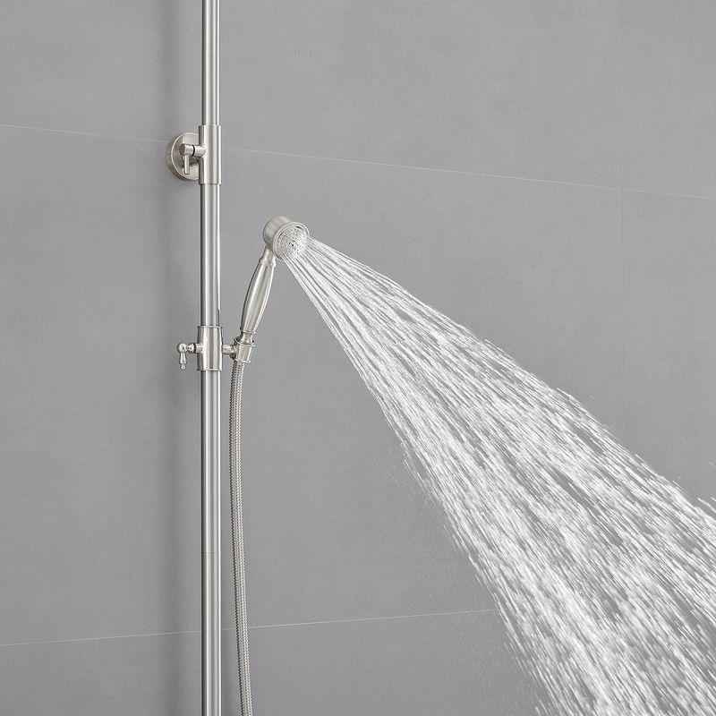 BWE 2-Spray Outdoor Wall Bar Shower Kit Shower Head with Hand Shower Cross Knobs in Brushed Nickel