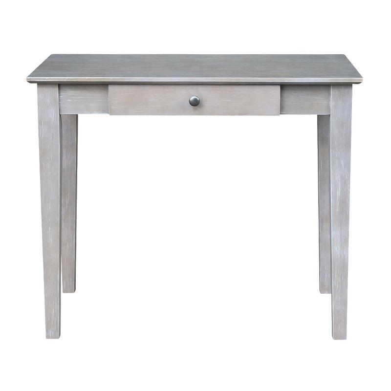 Transitional Solid Parawood Home Office Desk in Washed Gray Taupe with Drawer