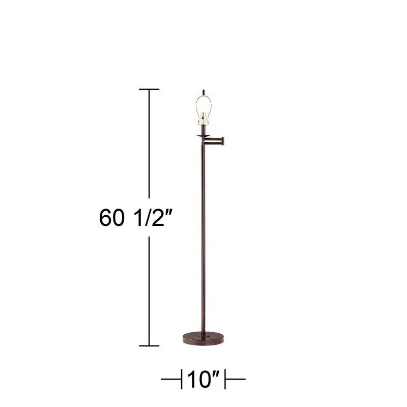 Regency Hill Adjustable Swing Arm Floor Lamp Base 60.5" Tall Bronze for Living Room Reading Bedroom Office