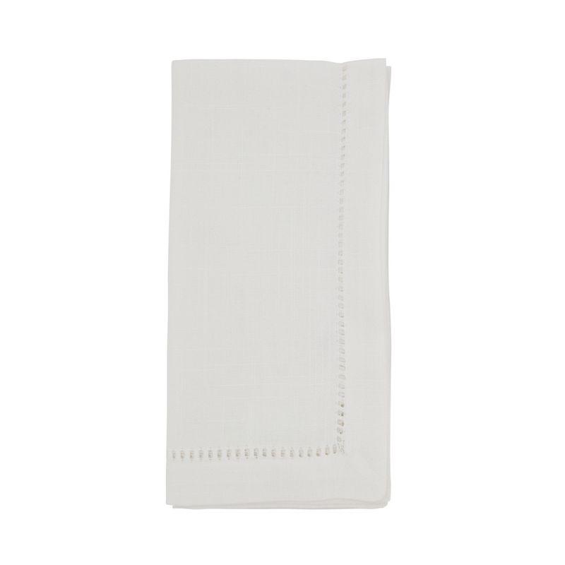 Saro Lifestyle Napkin With Hemstitch Border Design (Set of 12), White, 20" x 20"