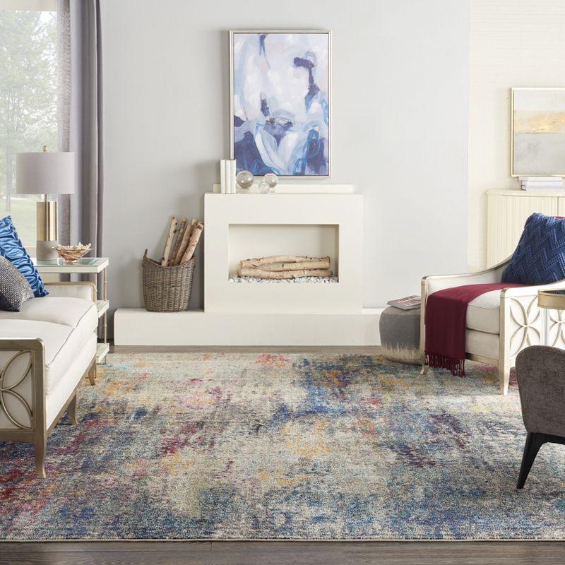 Abstract Blue Hues 9' x 12' Synthetic Easy-Care Area Rug