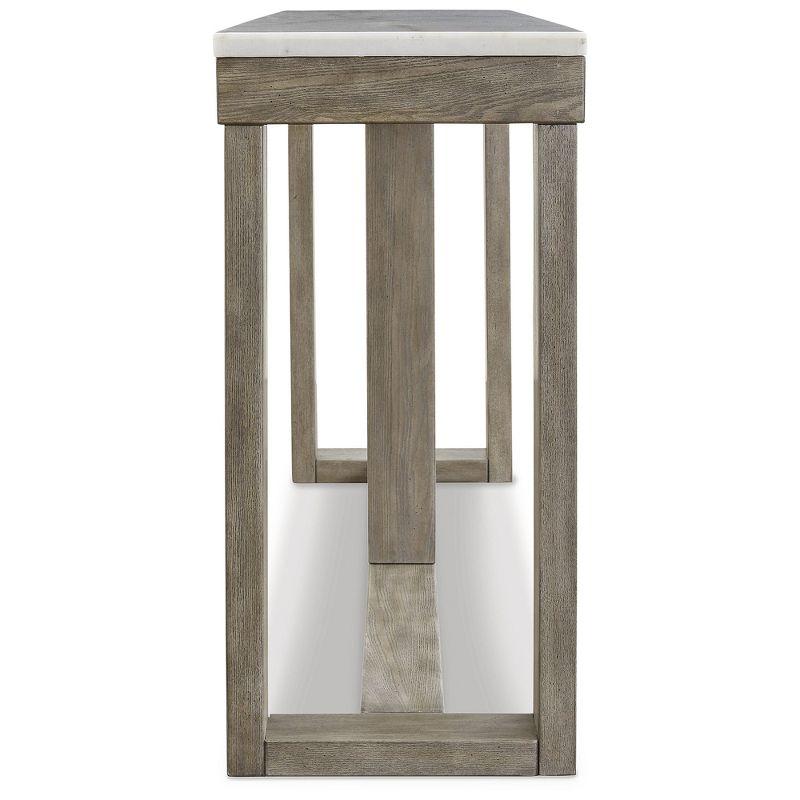 Beige and White Rectangular Wood and Stone Sofa Table