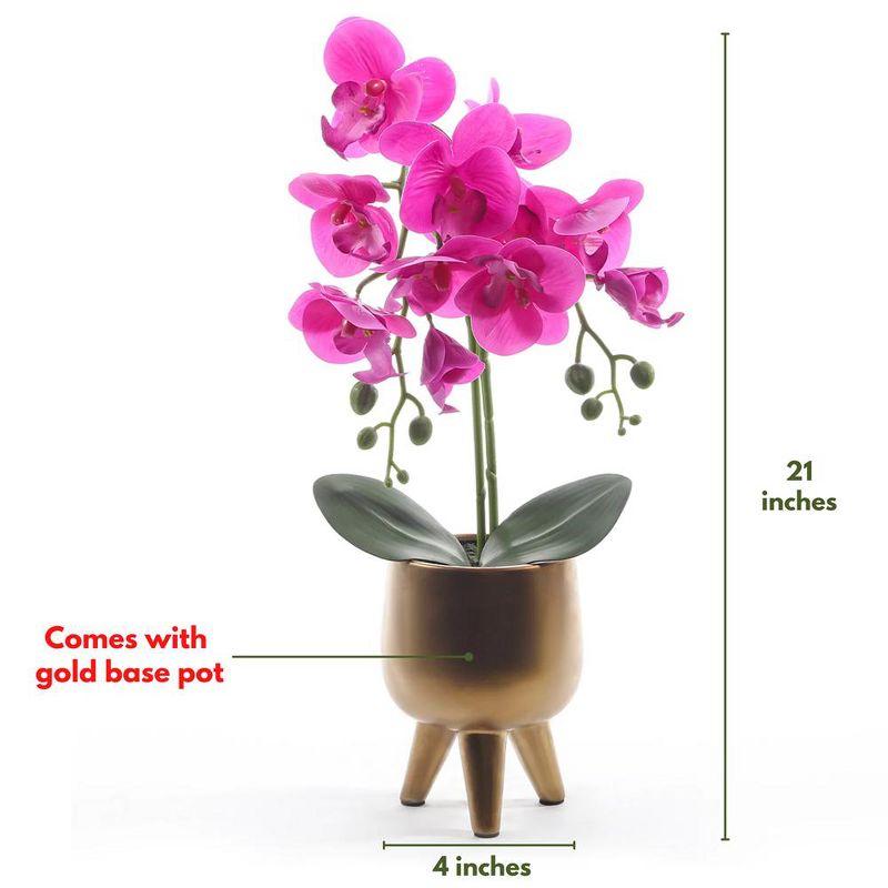 Forever Leaf Artificial Purple Orchid Plant for Decoration in Vase, Indoor Artificial Plant for Home Decor