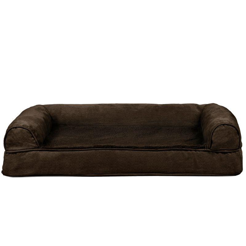 FurHaven Plush & Suede Full Support Sofa Dog Bed - Medium, Espresso
